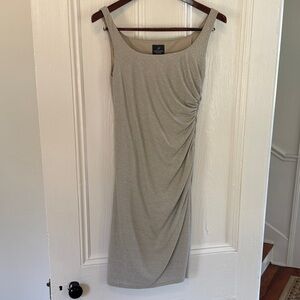 Adriana Papell champagne metallic knit cocktail dress sz 10